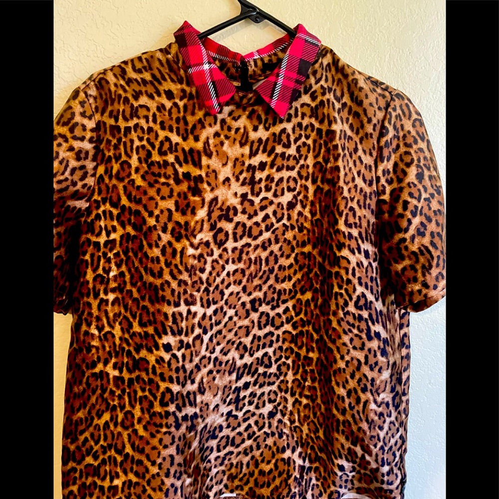 Leopard and plaid shirt
